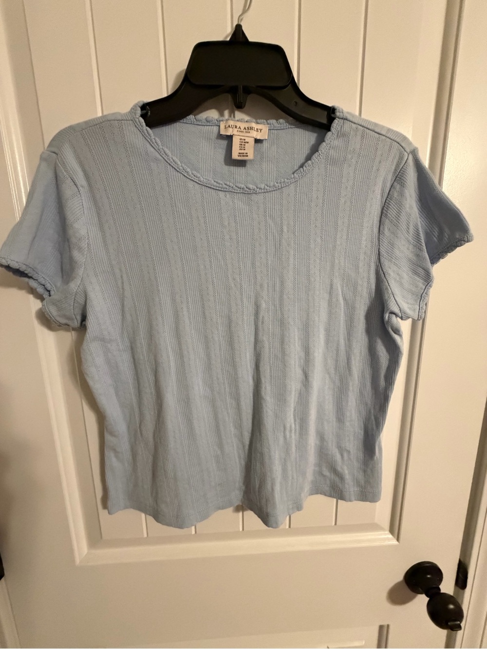 Laura Ashley Pale Blue Ribbed Short Sleeve Tee